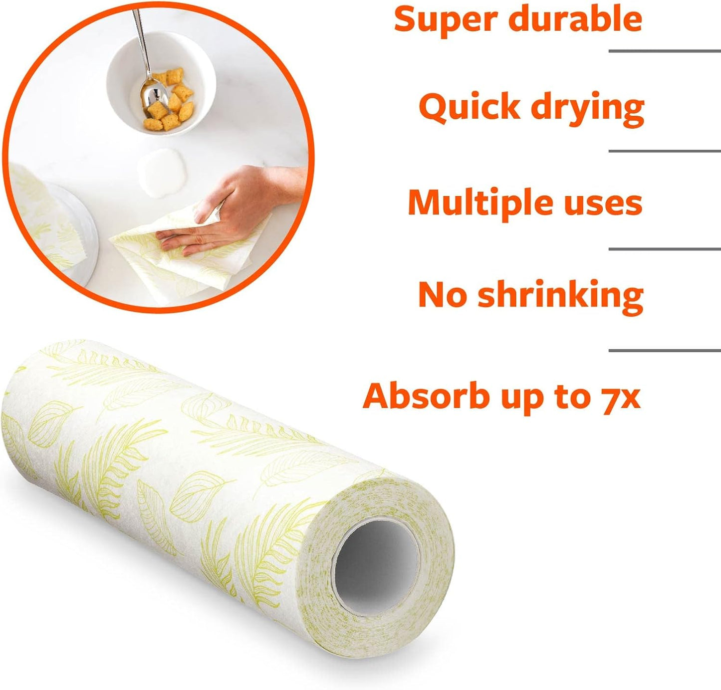 Full Circle Tough Sheets Reusable Plant-based Paper Towels – Super-Absorbent, Bamboo Towels - Multi-Use Cleaning Products - 30 Sheet Roll