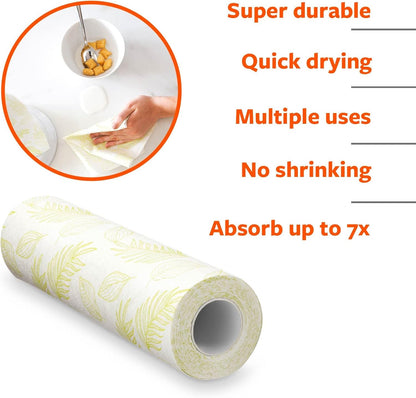 Full Circle Tough Sheets Reusable Plant-based Paper Towels – Super-Absorbent, Bamboo Towels - Multi-Use Cleaning Products - 30 Sheet Roll