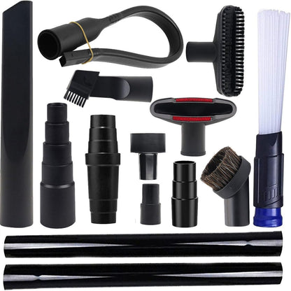 14 Pcs Household Cleaning Vacuum Cleaner Attachments Kit for Shop Vac Accessories with 1 1/4" Vacuum Brush Flexible Crevice Tool, Vacuum Cleaner Straw Tubes and Vacuum Hose Adapter Kit