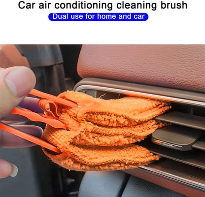 3PCS Mini Duster for Car Air Vent, Automotive Air Conditioner Cleaner and Brush, Vehicle Blind Dust Cleaning Tool for Keyboard, Window, Shutter, Universal for SUV, Truck, RV（Rose Red）