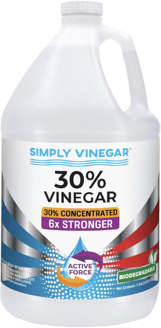 Simply Vinegar 30% Vinegar – Pure Concentrated Active-Force Vinegar for Cleaning, Home, and Garden, 128 oz