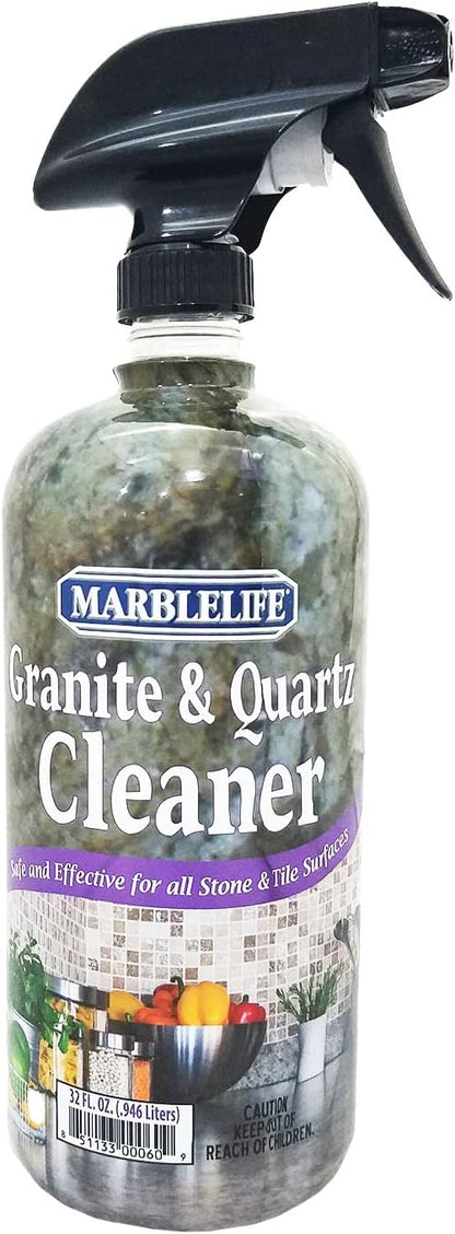 Marblelife Granite & Quartz Cleaner, Safe & Powerful Granite Countertop Cleaner, Oil & Wax Free Quartz Countertop, Effective Stone Care & Cleaning, 32oz Spray