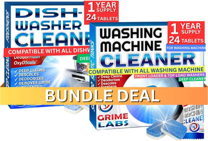 Dishwasher Cleaner Deodorizer Descaler Tablets, 24 pack Heavy Duty Deep Clean and Natural Limescale Remover, Dish Washer Cleaner Machine Pods, 12 Months Supply