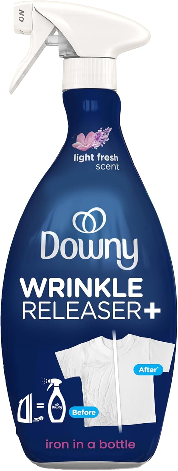 Downy Wrinkle Releaser Spray | All In One Wrinkle Release Spray, Odor Eliminator, Static Remover | Fabric Refresher & Ironing Aid for Clothes | 16.9 Fl Oz (Pack of 2) & 3 FL Oz, Crisp Linen Scent
