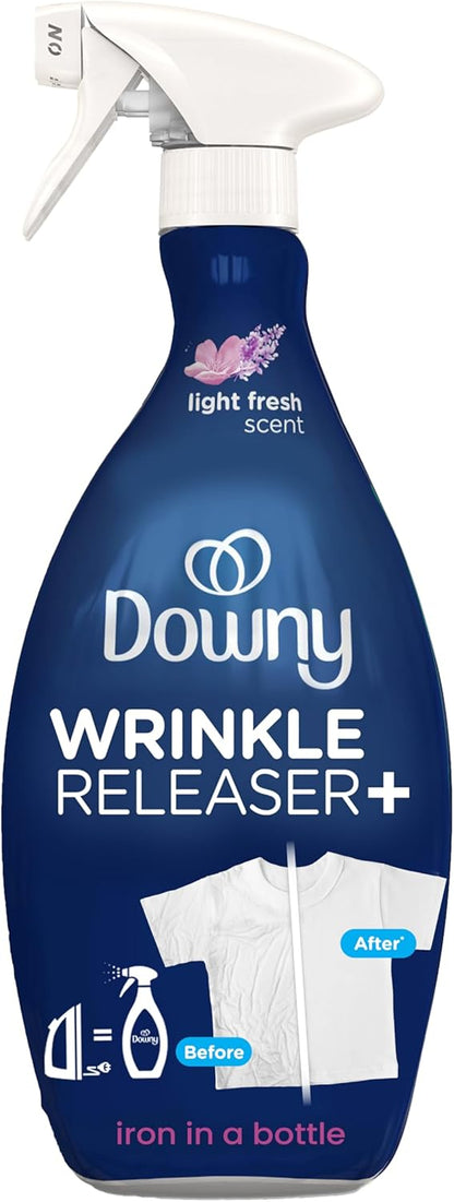 Downy Wrinkle Releaser Spray | All In One Wrinkle Release Spray, Odor Eliminator, Static Remover | Fabric Refresher & Ironing Aid for Clothes | 16.9 Fl Oz (Pack of 2) & 3 FL Oz, Crisp Linen Scent