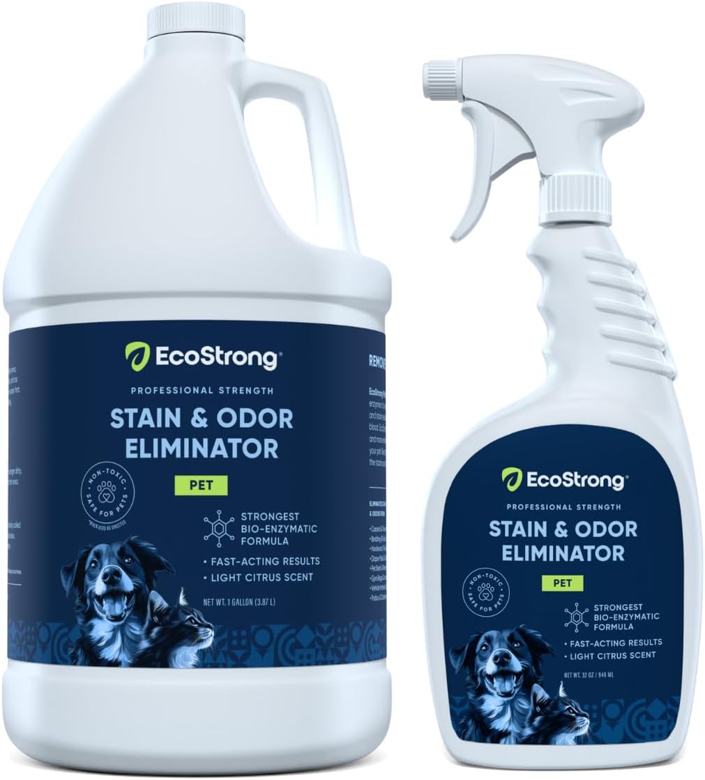 Eco Strong Pet Stain and Odor Remover - Cat Urine Enzyme Cleaner Destroyer, Urine Destroyer for Dogs, Pet Urine Enzyme Cleaner - 128 Oz