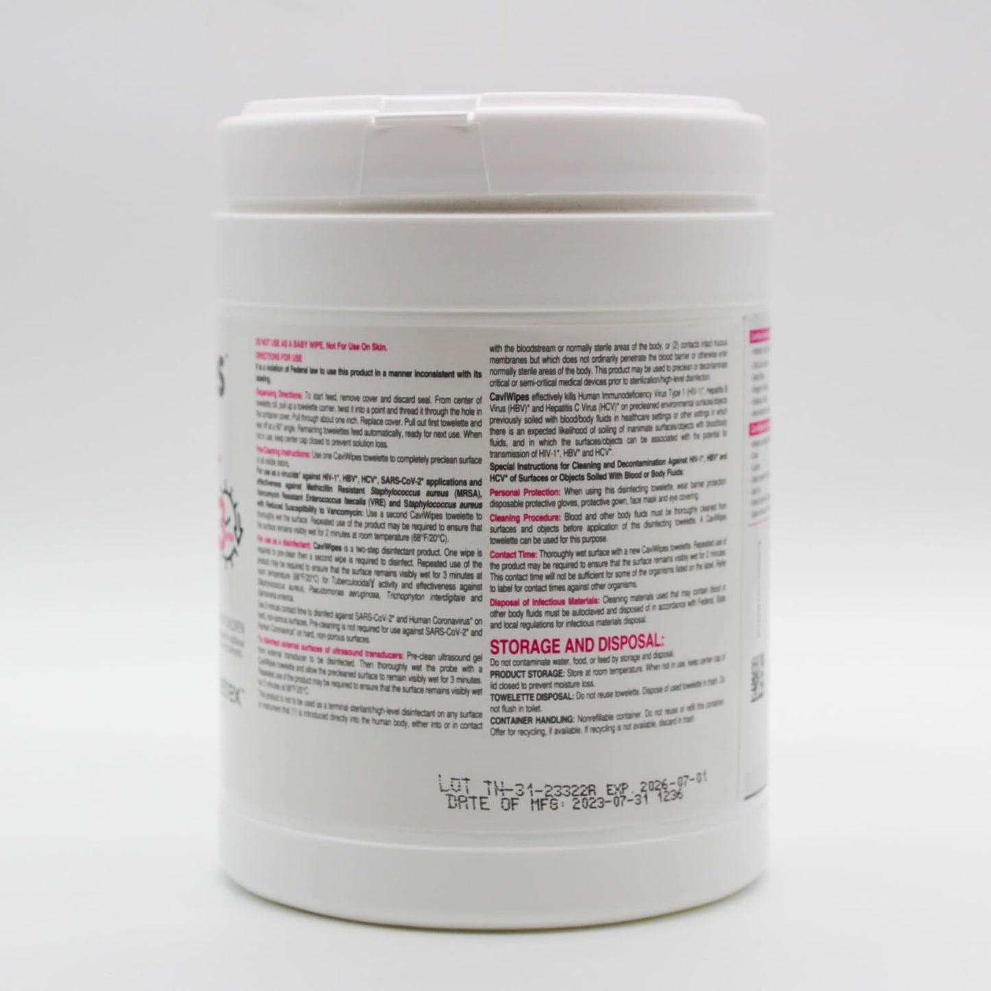 Cavicide and CaviWipes, CaviWipes, 160/pop-up dispenser, fragrance free