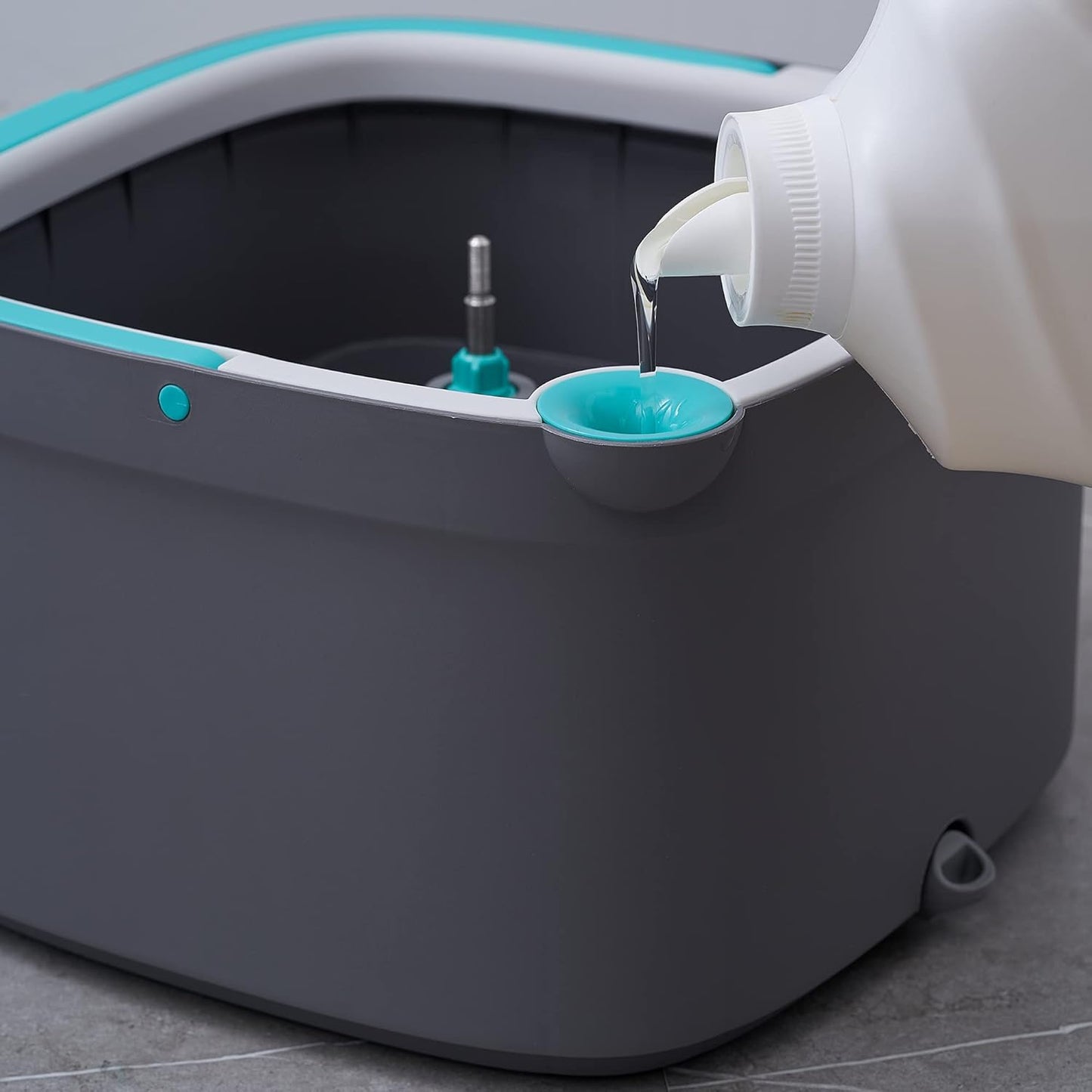 Spin Mop and Bucket with Separate Compartments for Clean and Dirty Water NEW 2025 Upgraded Version w/Side Brush and Self Standing Handle, Smart Square Mop w/ 2 Machine Washable Microfiber Pads, Rose