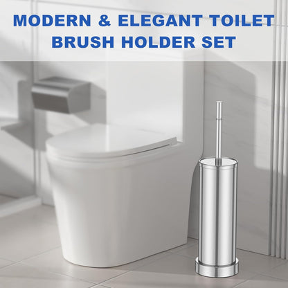 Toilet Brush and Holder Set: 304 Stainless Steel Heavy Duty Toilet Bowl Brush and Holder with Removable Inner Bowl and Splash Protection, Modern Long Handle Bathroom Cleaning Tool