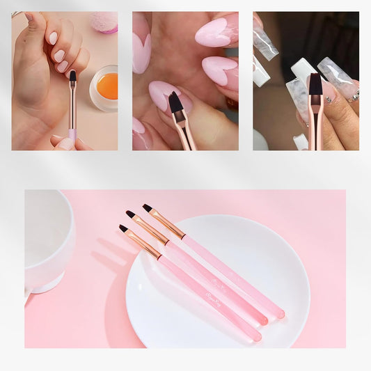 3PCS Nail Art Clean Up Brushes -Round/Angled Nail Brushes for Cleaning Polish Mistakes on the Cuticles, Brushes for Nail Art and Designs Painting DIY