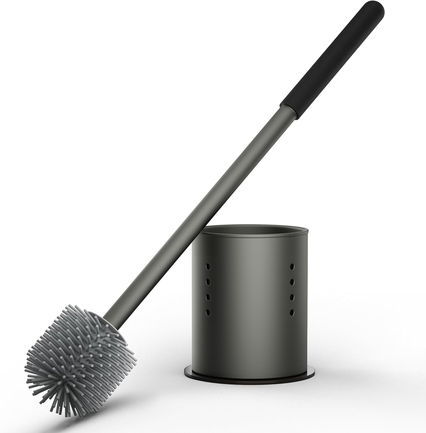 RV Toilet Brush and Holder Set- One-Piece Long Handle, Silicone Head, Magnetic Base- RV Bathroom Cleaning Kit, RV Essentials Accessories for Camper, Trailer, Motorhome