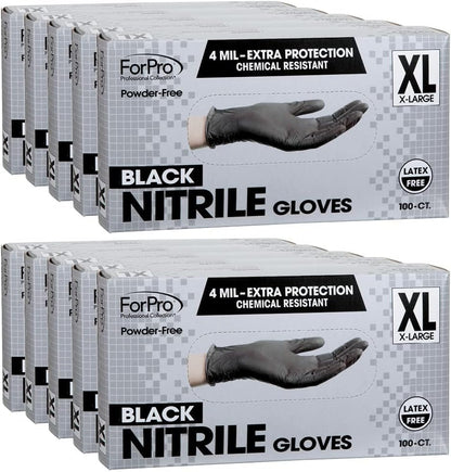ForPro Disposable Nitrile Gloves, Chemical Resistant, Powder-Free, Latex-Free, Non-Sterile, Food Safe, 4 Mil