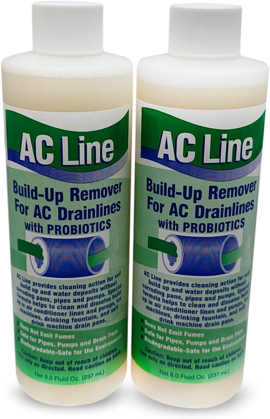 AC Drain Line Cleaner - 2 Pack / 6 Month Supply - Cleans HVAC drain lines, AC line cleaner, condensate lines, fountain drink drain lines and more