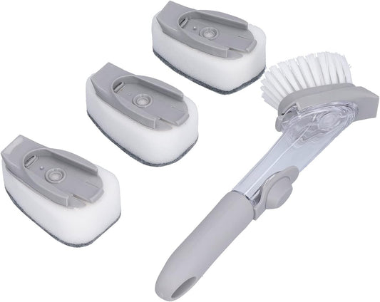 Soap Dispensing Dish Brush, Sink Dish Scrubber with Handle Hanging Replacement