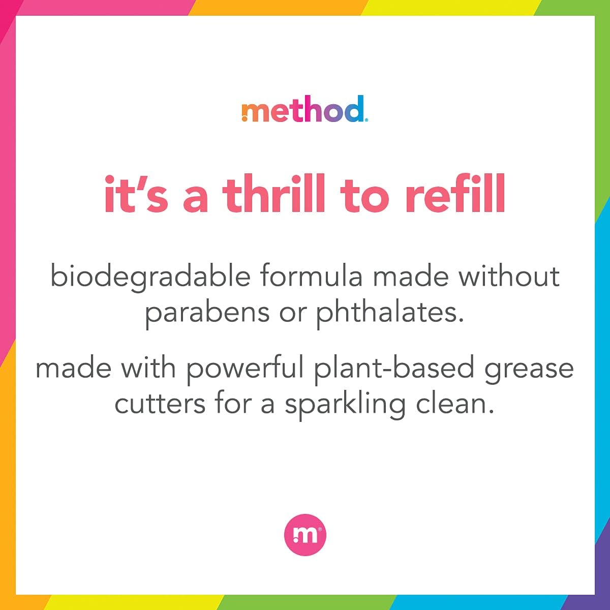 Method Gel Dish Soap Refill, Clementine Scent, Powerful Cleaning Formula, Large Refill Tub, Cuts Through Grease, 54 Fl Oz