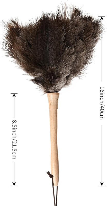 Natural Ostrich Feather Duster 14.9 inch Fluffy Mini Dusters with Plastic Handheld for Cleaning Car Keyboard Office 1 Pcs