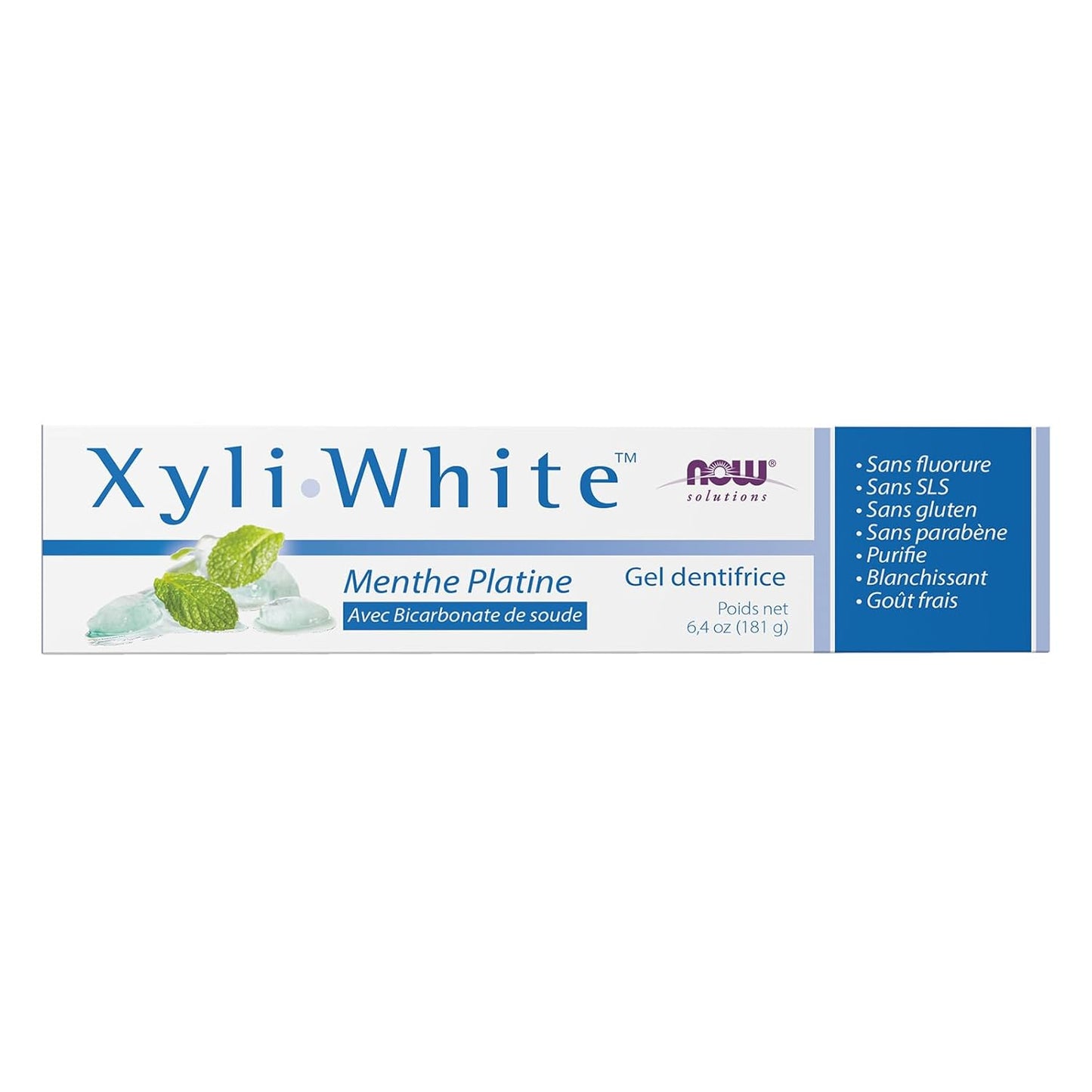 NOW Solutions, Xyliwhite™ Toothpaste Gel, Platinum Mint, Cleanses and Whitens, Fresh Taste, 6.4-Ounce