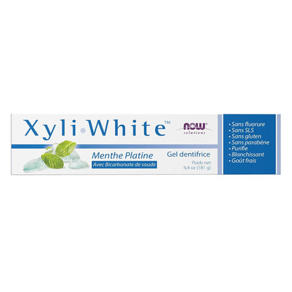 NOW Solutions, Xyliwhite™ Toothpaste Gel, Platinum Mint, Cleanses and Whitens, Fresh Taste, 6.4-Ounce