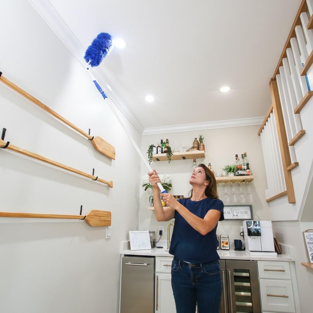 Unger Connect and Clean Dusting Kit with 4' Steel Pole, Features Microfiber Duster, Cobweb and Corner Duster and Microfiber Feather Duster, High-Access Dusting and Cleaning