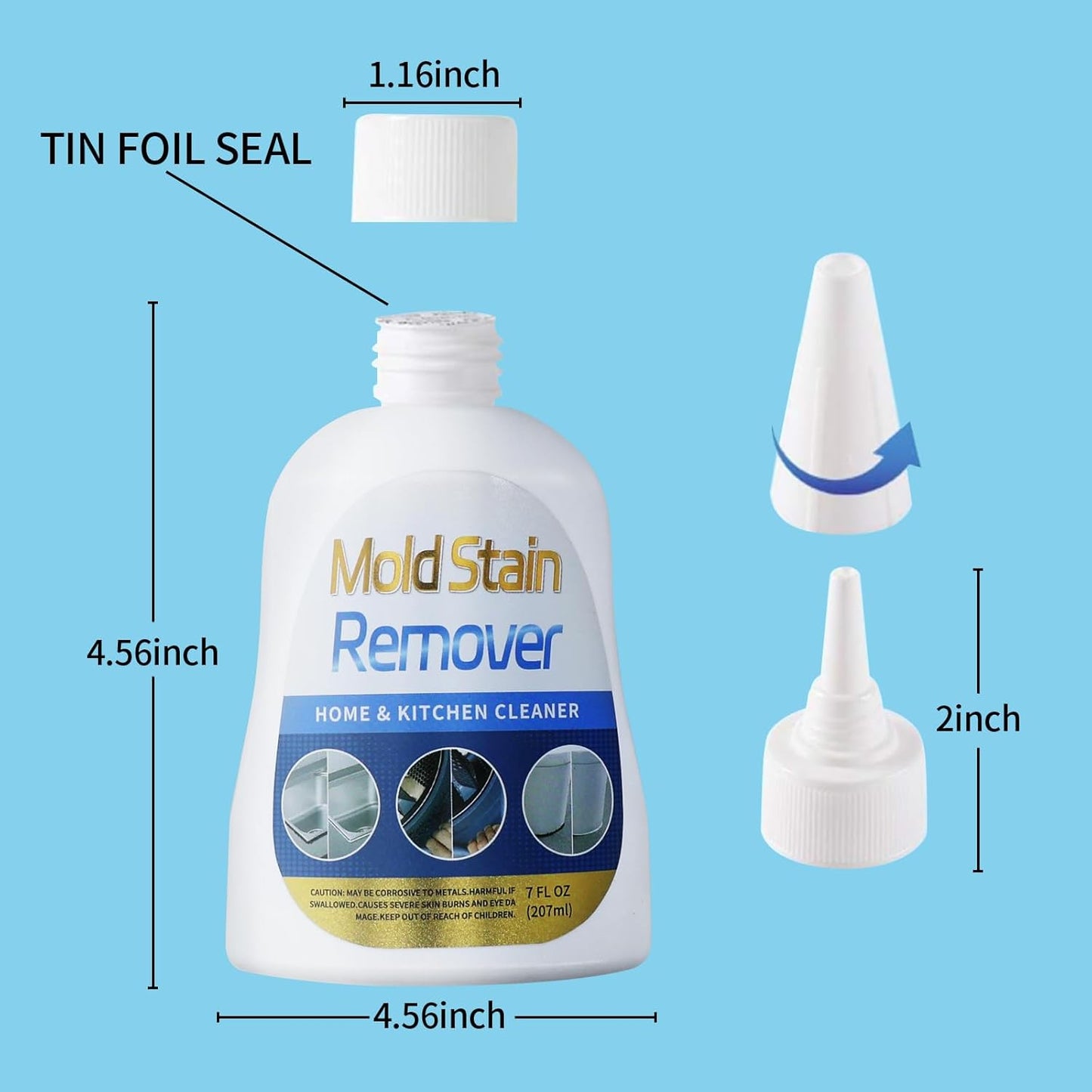 Washing Machine Cleaner, Multi Home Stain Cleaning Gel, Heavy Duty Stain Cleaner for Washing Machine, Refrigerator Strips, Bathroom Grout, Sink, Shower, Caulk, and Front Loader Seal (7 fl oz)