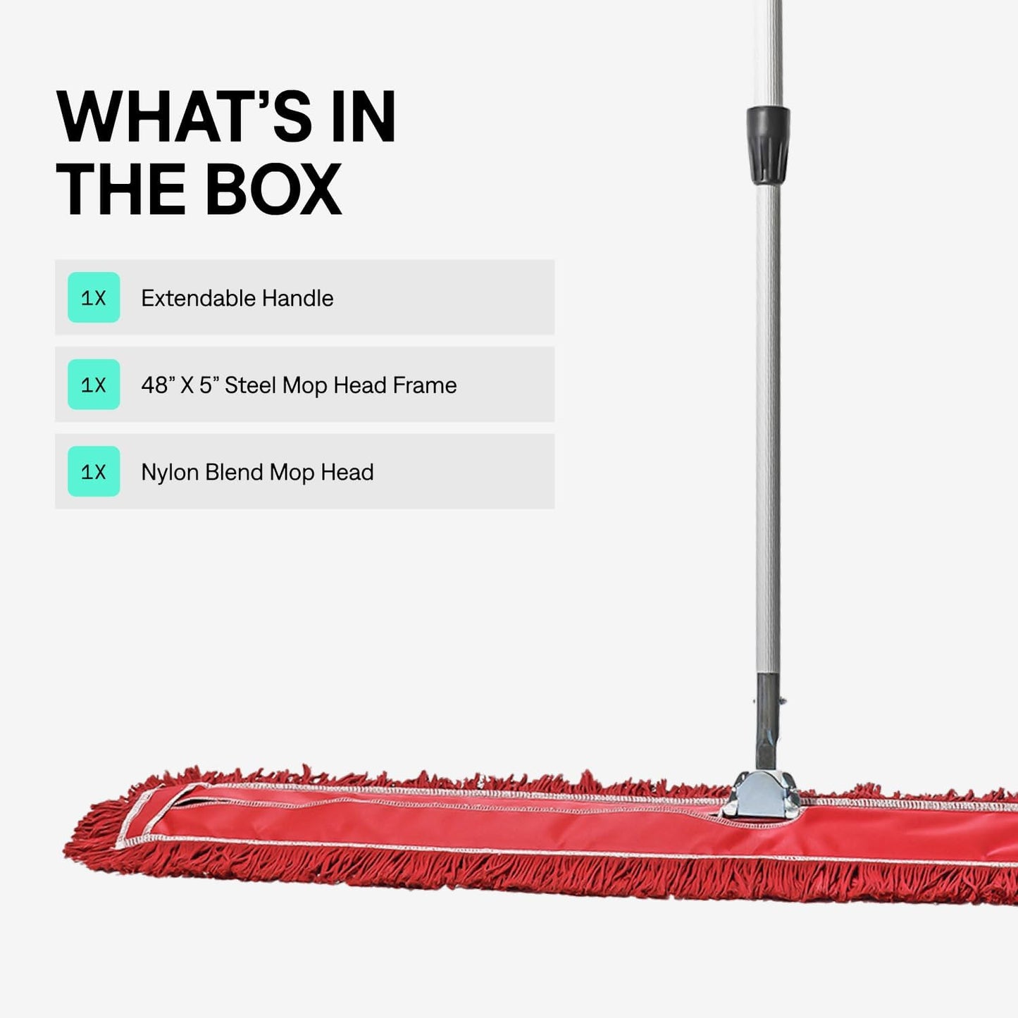 48 Inch Blue Commercial Dust Mop & Floor Sweeper with Extendable Handle – Mop for Hardwood, Tile, and Concrete Floor Cleaning