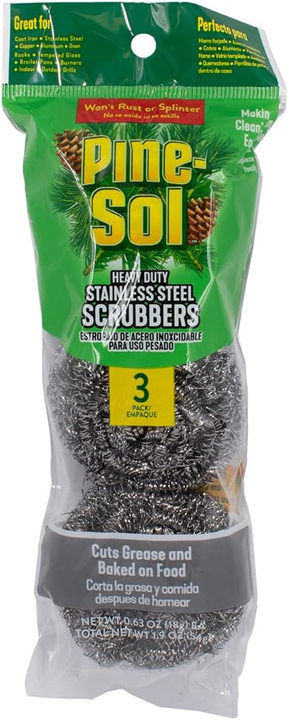 Pine-Sol Heavy-Duty Copper Coated Scrubbers - Premium Scrub Sponges for Cast Iron Pans, Stainless Steel Cookware, Oven Racks, and Grills, 4 Pack