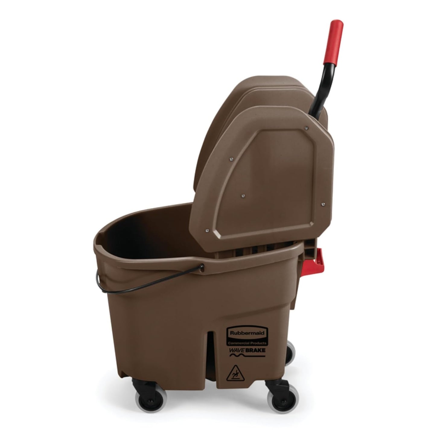 Rubbermaid Commercial Products WaveBrake 35 QT Down-Press Mop Bucket and Wringer Combo on Wheels with Dirty Water Bucket Black for Heavy-Duty Floor Cleaning