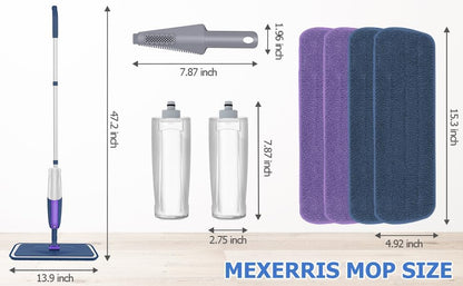Spray Mops for Floor Cleaning: MEXERRIS Wet Mop with 3 Washable Pads for Swiffer Powermop - Floor Mop with Refillable Bottle - Home Commercial Dust Mops for Hardwood Laminate Ceramic Tiles