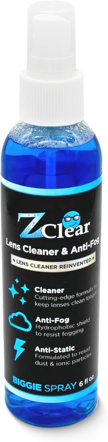 Z Clear Anti-Fog 6oz Spray | Eye glasses cleaner | Goggles anti fog | Sunglasses cleaner | Windshields | Mirrors | Visors | Safe for all Lenses |+ With Microfiber Cloth