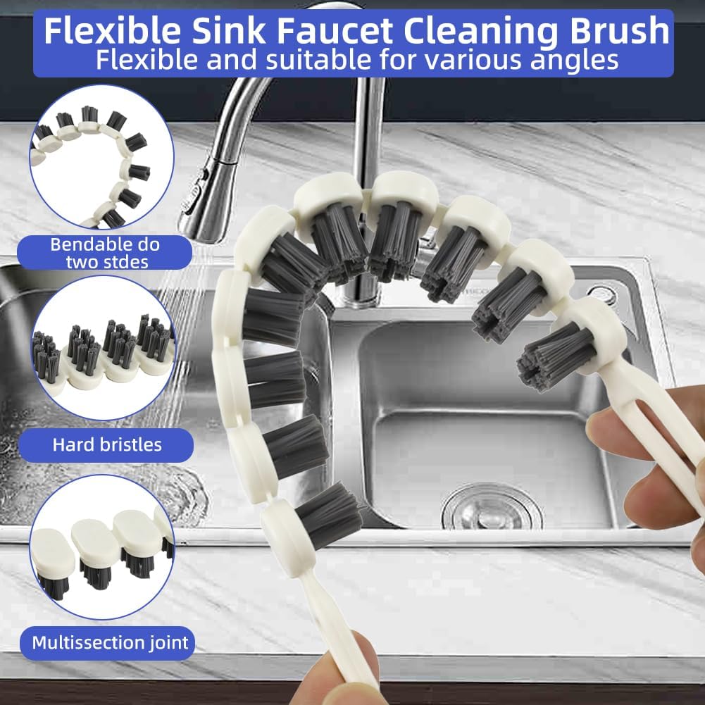 8 PCS Curved Crevice Cleaning Brush, Flexible Sink Faucet Cleaning Brush, Hard Bristle Scrub Brush for Grout, Small Scrub Brush for Cleaning Sink Scrub Brush, Window Track Gas Stove Corner Grout