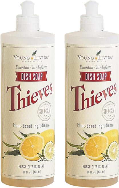 Young Living Thieves Dish Soap | 12 oz | Plant Based Dishwashing Liquid | Formulated with Lemon, Premium Essential Oils, and Water | Gentle on Hands | Ideal for Cleaning Dishes | 1 Pack
