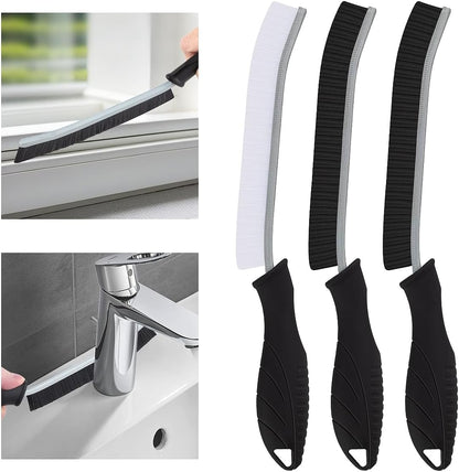 TQRR 3Pcs Hard Bristle Crevice Cleaning Brush, Scrub Brush, Kitchen Sink Cleaning Brush, Grout Brush, Corner Brush Cleaning Tools for Toilet, Bathroom, Gap, Home, Household, Window (3, Black)