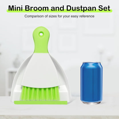 NACENA Mini Dustpan and Brush Set 2 Pack, Small Broom and Dustpan Set Dust Pan and Mini Hand Broom Dustpan and Broom Combo Compact for Home Table Keyboards Sofa Kitchen, Blue