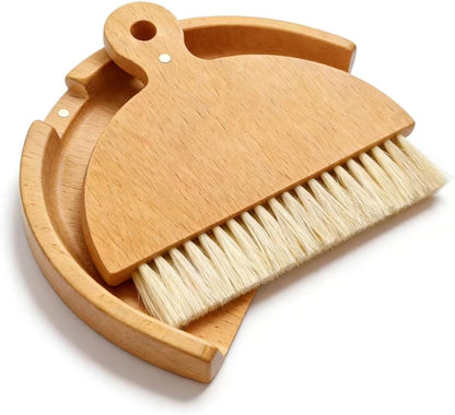 Dustpan and Brush Set Small Broom and Dustpan Set Dust Pan and Brush, Wooden Handheld for Tabletop Crumb Cleaning, Portable Mini