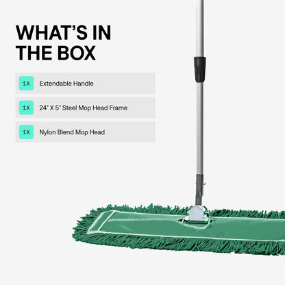 48 Inch Blue Commercial Dust Mop & Floor Sweeper with Extendable Handle – Mop for Hardwood, Tile, and Concrete Floor Cleaning