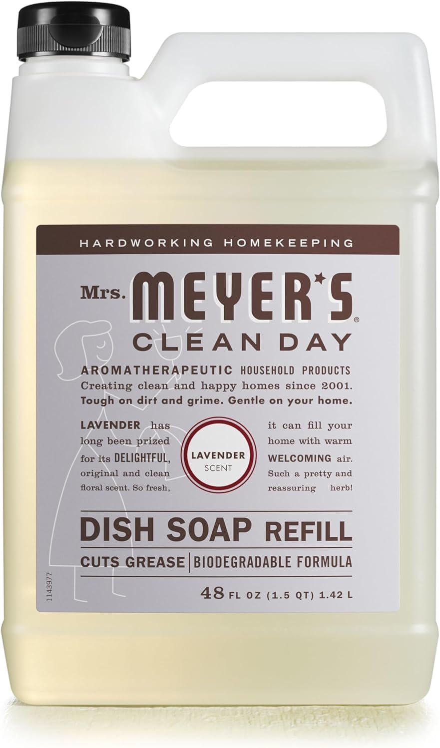 Mrs. MEYER'S CLEAN DAY Liquid Dish Soap Refill, Lavender, 48 Fl Oz (Pack of 3)