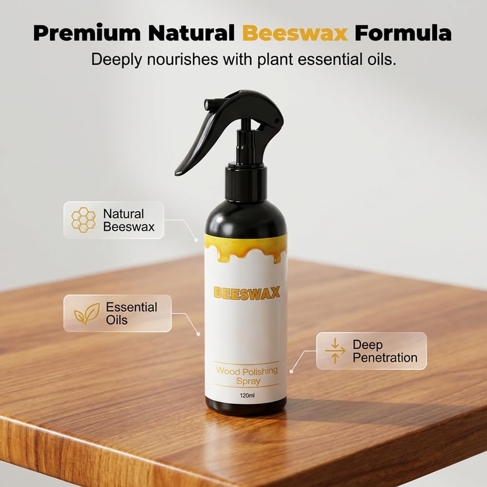 Beeswax Wood Polish, 2026 New Furniture Polish and Cleaner, Wood Floor Polish Natural Care and Repair Agent for Living Room, Kitchen, Wooden Furniture and Floor (1PC)