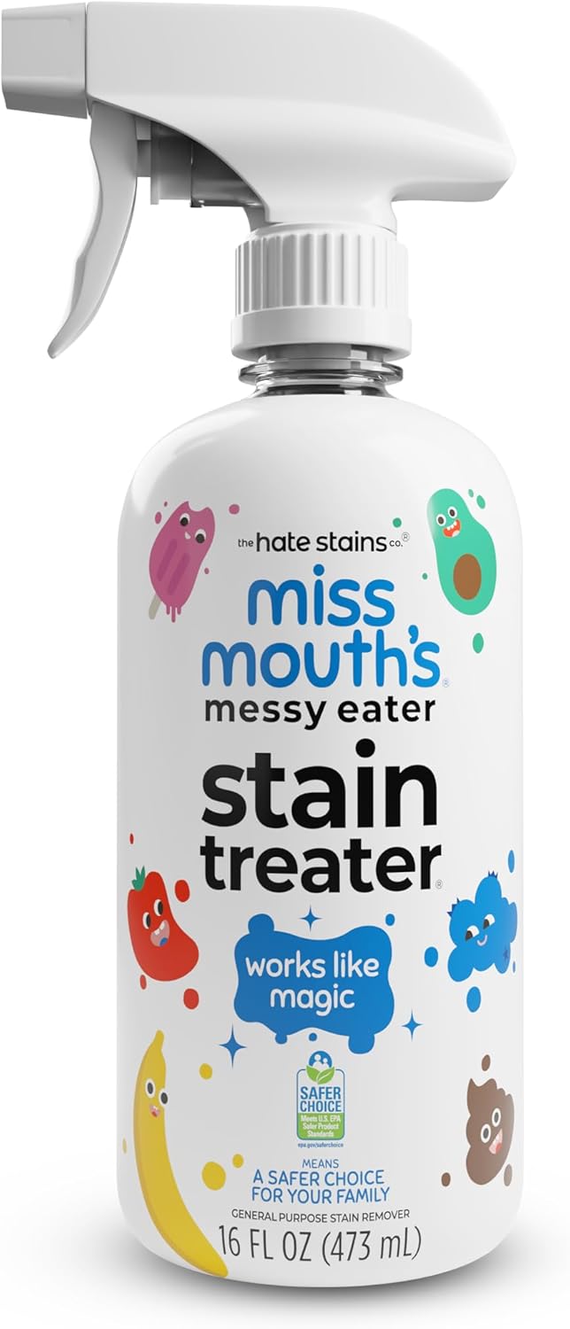 Miss Mouth's Messy Eater Stain Treater Spray - 4oz 2 Pack Stain Remover - Newborn & Baby Essentials - No Dry Cleaning Food, Grease, Coffee Off Laundry, Underwear, Fabric