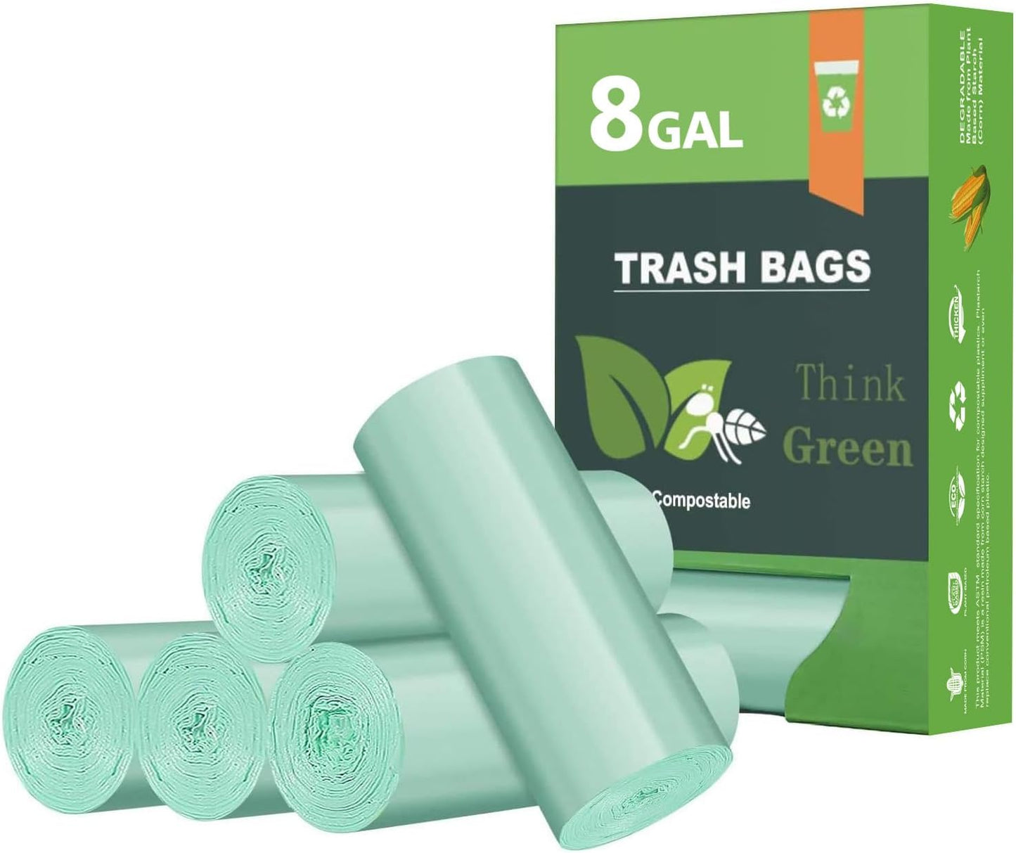 Compostable Trash Garbage bags,AYOTEE 13-15 Gallon Tall Kitchen Trash Bags,Heavy Duty Unscented 1.18Mils 55 Liter,60 Count,Strong Thicken Rubbish Waste Can Liners for Kitchen Garden Home