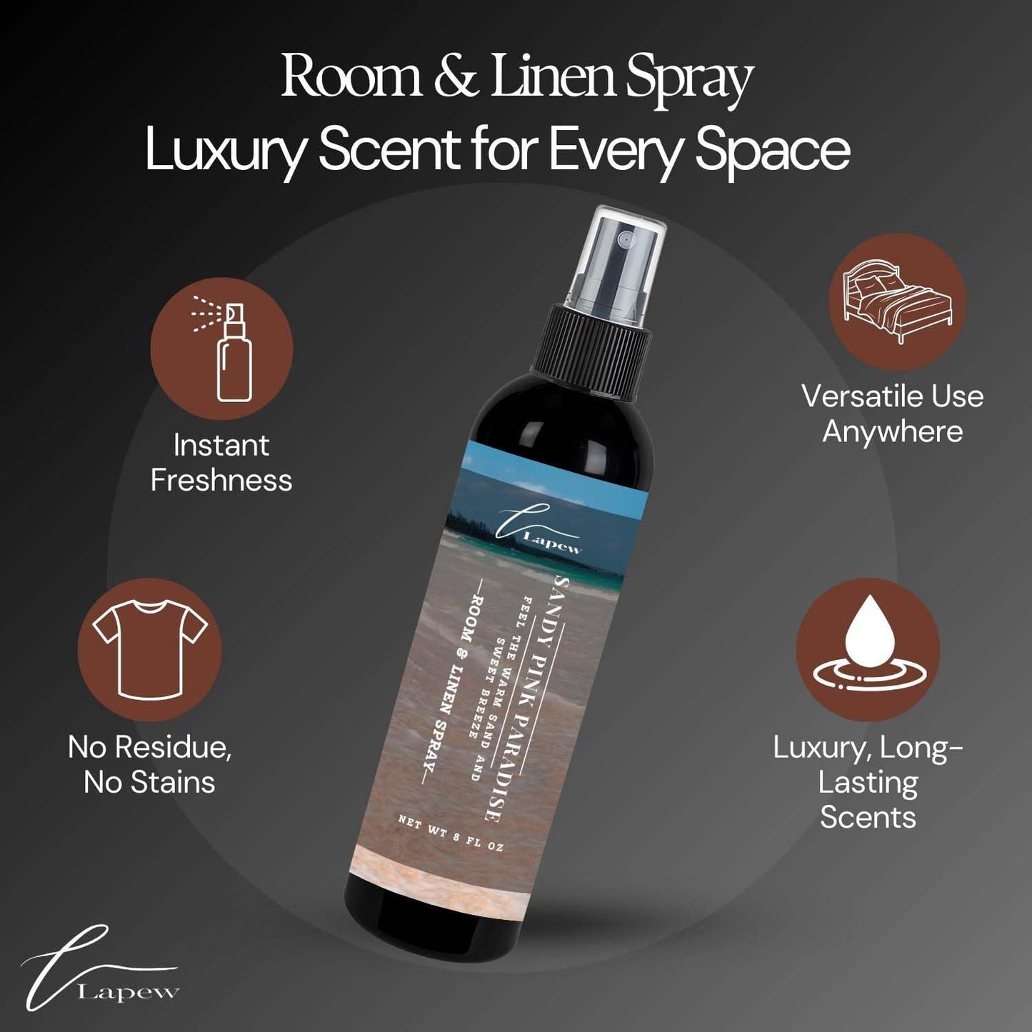 Lapew Room & Linen Spray | Fragrance Mist for Home, Car & Office | Fabric & Air Freshener | Neutralizing Mist | Made in USA | Cozy Cinnamon & Apple - Colors A