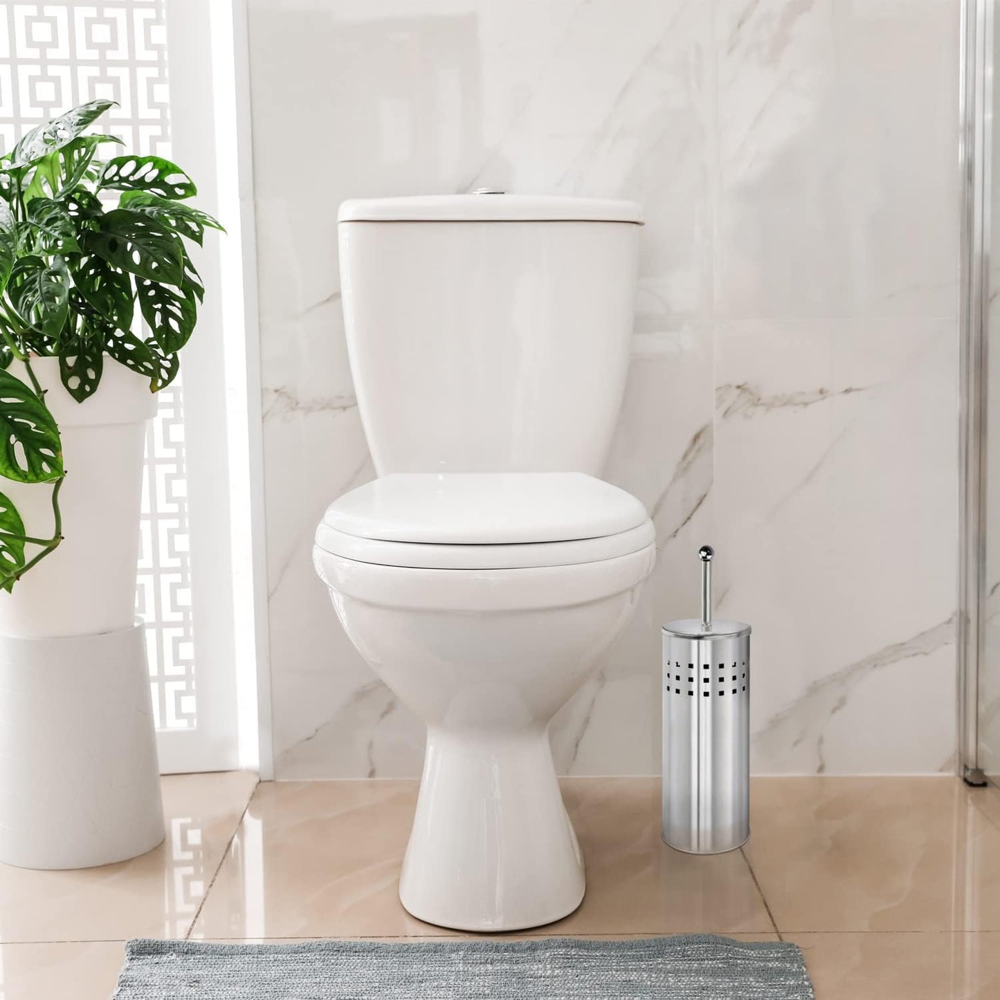Blue Donuts Toilet Plunger with Holder for Bathroom, Multi Drain Suitable Also for Bathtubs, Quick Dry, Black