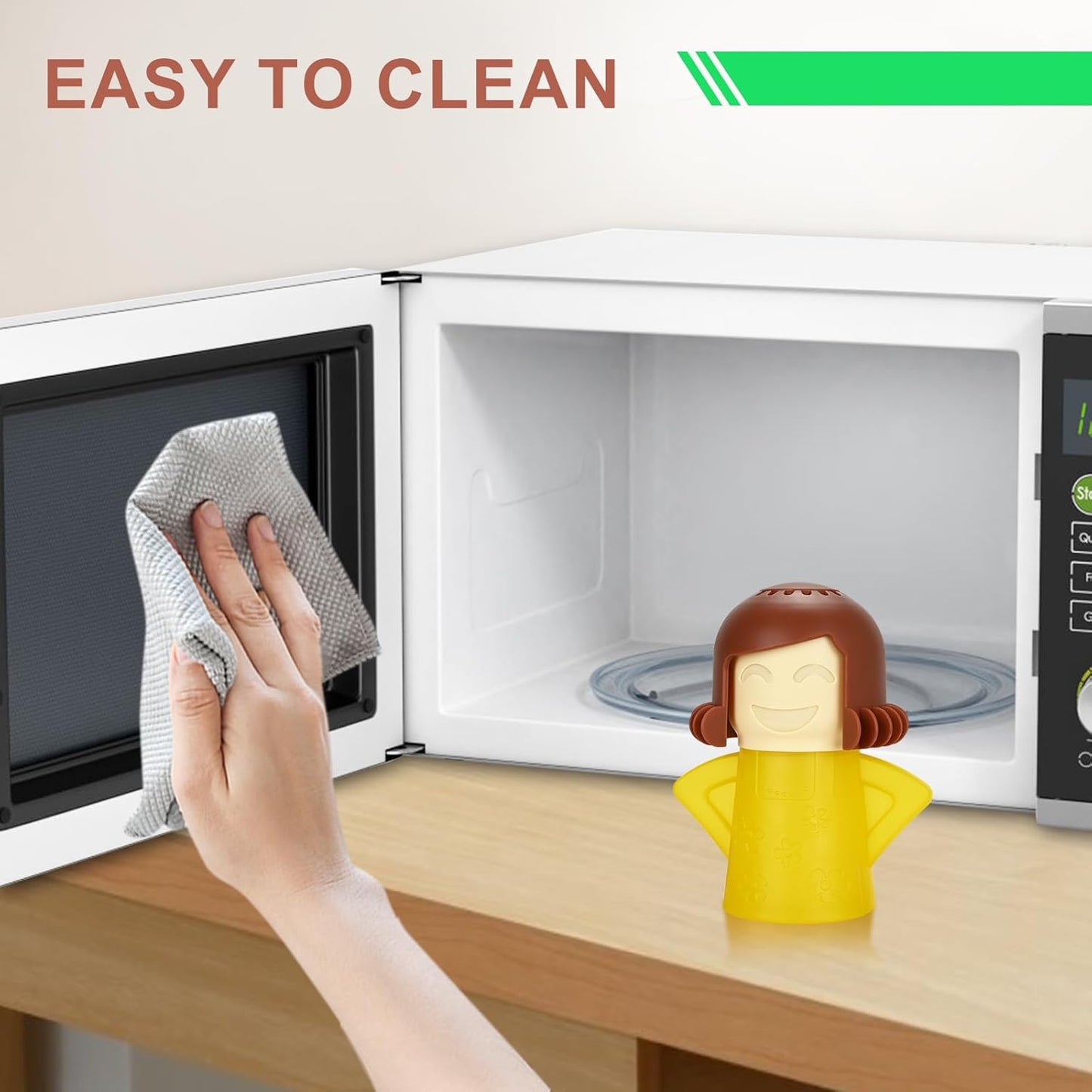 Asltw Angry Mama Microwave Steam Cleaner for Microwave Oven Cleaning, Vinegar Steam Deodorizer Kitchen Cleaning Tool, Reusable BPA Free Steam Cleaning Gadget for Fast Odor & Stain Removal (Green)