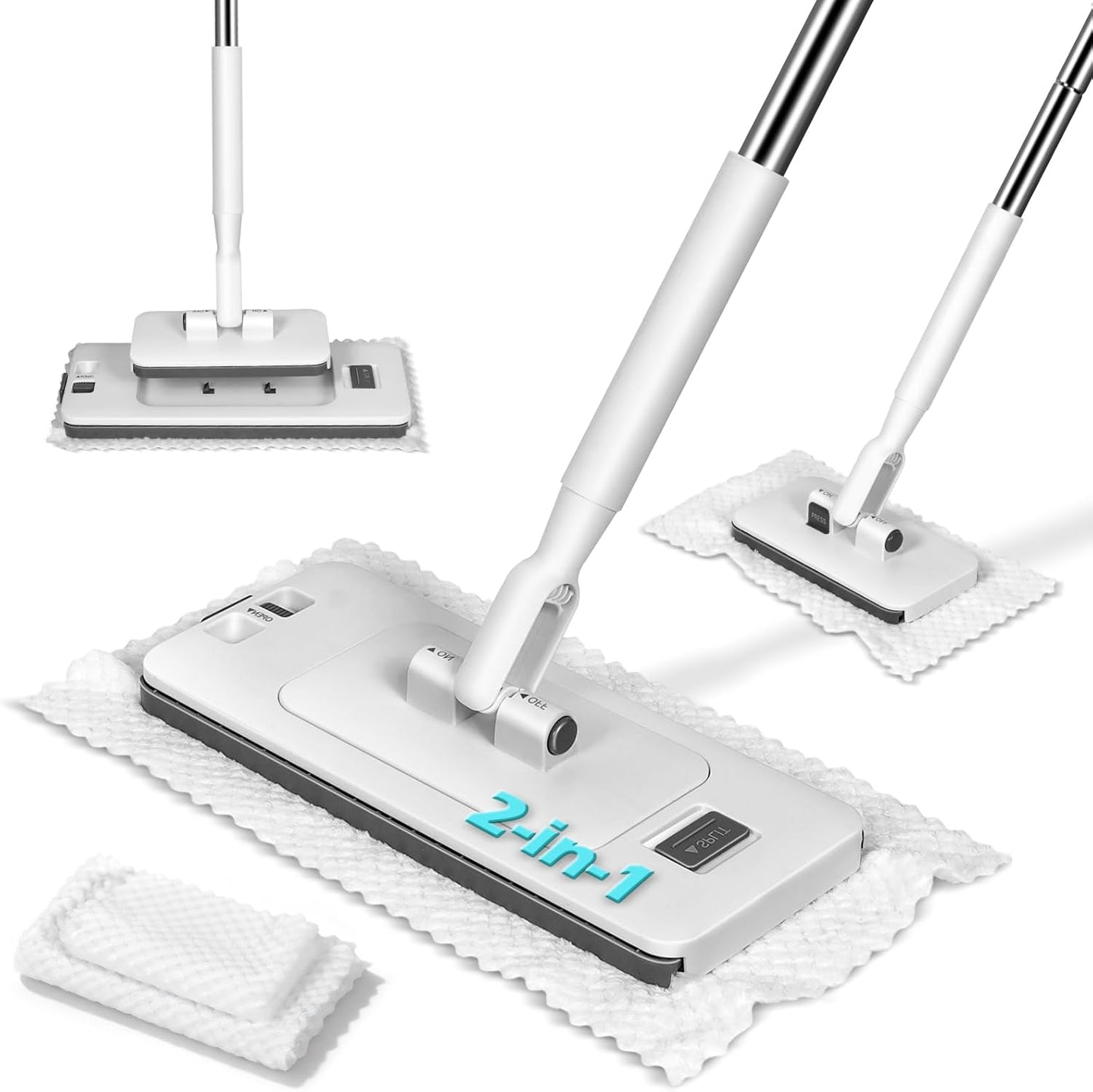 MASTERTOP Microfiber Mop - Flat Floor Mops Wet Dry Dust Mop with 4 Washable Pads & 52.4'' Stainless Steel Handle for Hardwood Laminate Tile Floor Cleaning