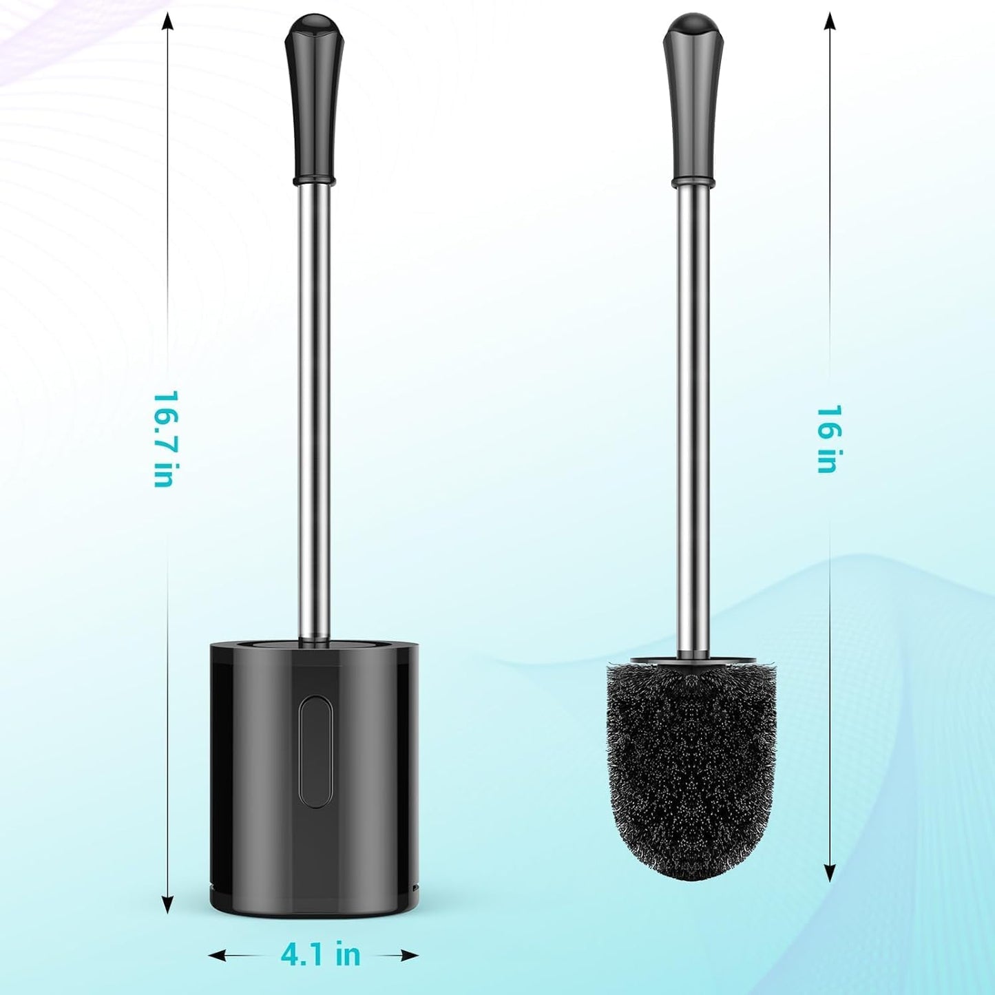 AONEZ Compact Toilet Brush & Holder, Stainless Steel Handle, Space Saving for Storage, Deep Cleaning, Drip-Proof, Easy to Assemble, Nylon Bristles, White & Grey