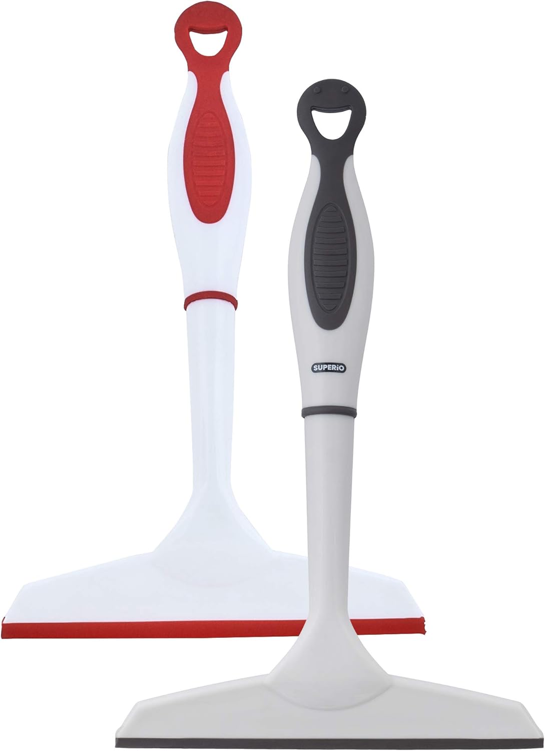 Superio Rubber Squeegee, 2 Pack, Streak Free All Purpose Window Squeegee, Comfort Grip Handle and Hanging Hook (Red, 10 Inch- 2 Pack)