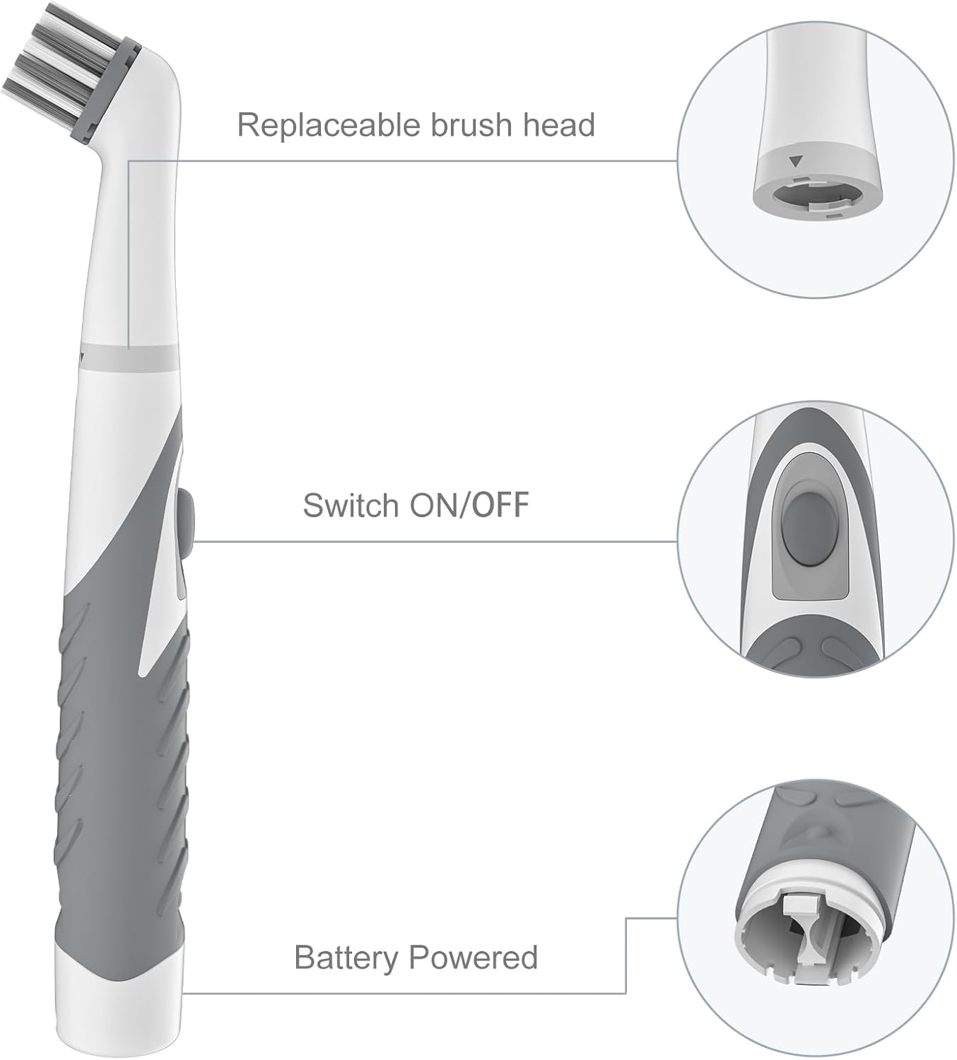 Electric Brush with 4-in-1 Multiple Brush Heads, Cordless Motorized Cleaning Brush for Bathroom, Toilet, Kitchen, Tile, Crevice