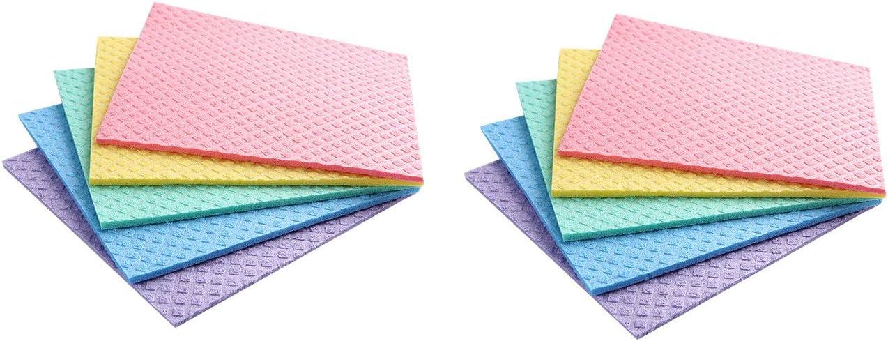 Reusable Cleaning Cellulose Sponge Cloths Absorbent Wipes Clean Kitchen Car Dish Eco-Friendly Dishcloth Hand Towel Auto - 1pack (5pcs)