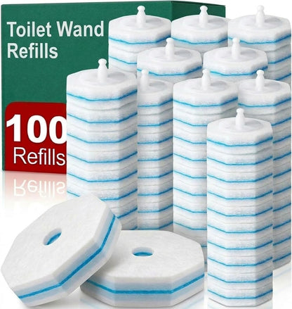 50 Count Toilet Wand Refills, Disposable Toilet Brush Refill Heads Compatible with Household Brushes Scrubbers, 3-Layer Scrubbing Pads for Quick Bathroom Toilet Bowl Cleaners Local Stock (Blue(50pcs))