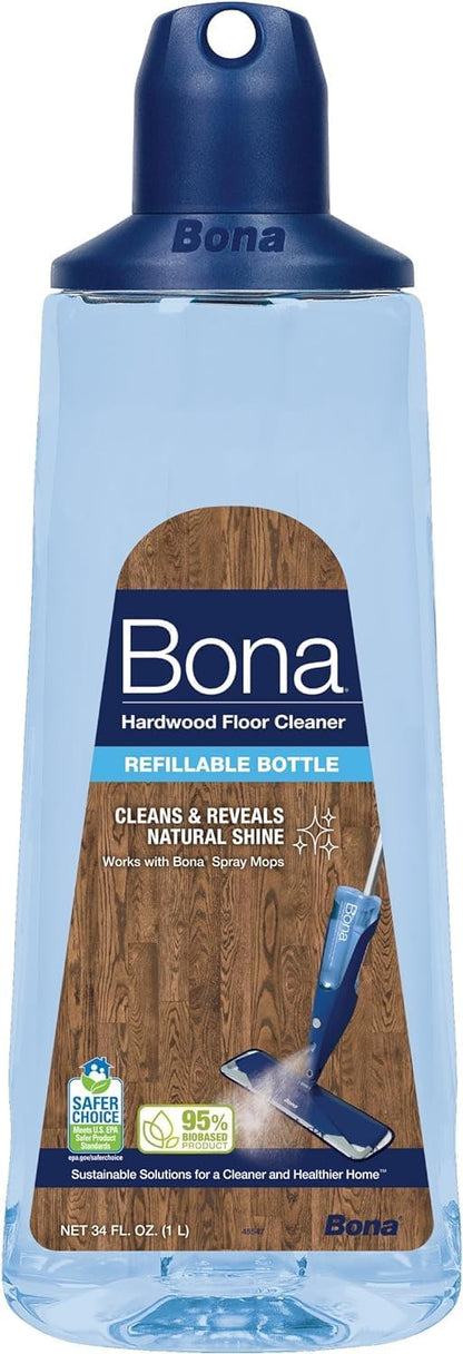 Bona Multi-Surface Floor Cleaner Spray - 32 fl oz - Lemon Mint Scent - Refillable - Residue-Free Floor Cleaning Solution for Stone, Tile, Laminate, and Vinyl Floors