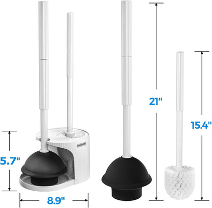 FORASTO 2Pack 2 in 1 Toilet Brush and Plunger Set, Extended Handle Plunger,Toilet Bowl Brush Plunger Set,Bathroom Cleaning Tools,Toilet Brush Plunger Combo,Cleaning Brush,Cleaning Supplies